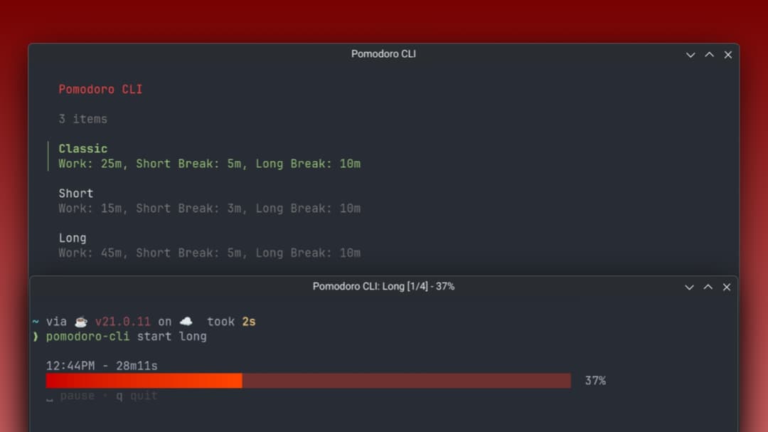Pomodoro CLI screenshot